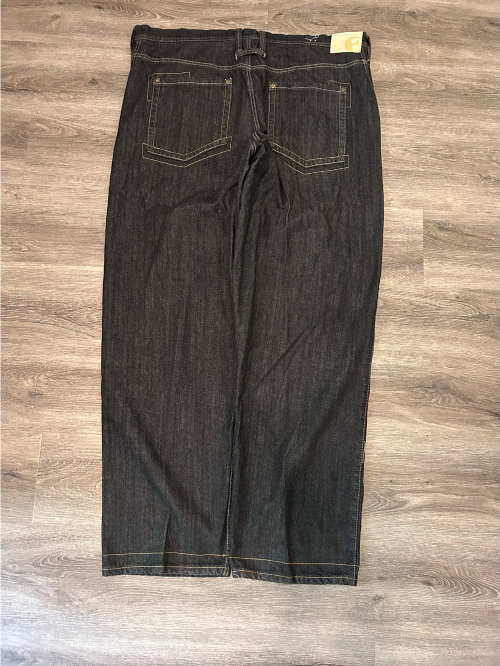 Y2K EXSTO Men's HIP HOP Baggy Wide Leg Black Medium Wash Denim Jeans Size 42x35
